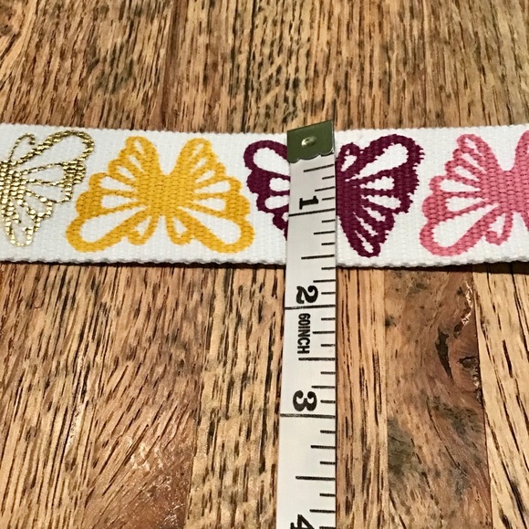 Textured white belt with multicolor butterflies - Picture 6 of 7